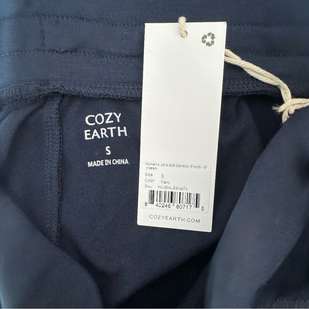 Cozy Earth Women's Brushed Bamboo 6” Mid-Length Lounge PJ Shorts Blue Small NEW - Picture 8 of 9